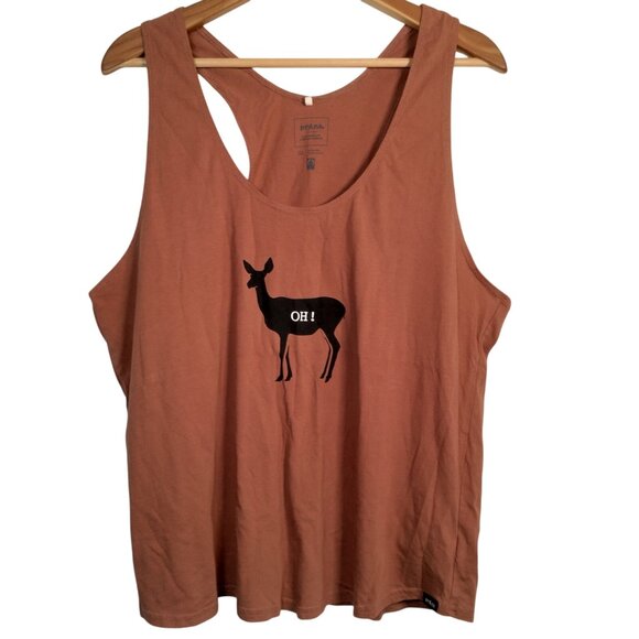 Prana Tops - prAna Tank Top Women XL Oh Deer Graphic Terra Cotta Hike Outdoors Organic Cotton